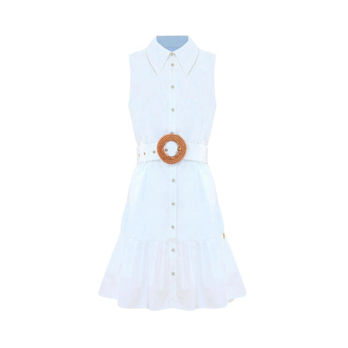 KOCCA Abito corto Abito Donna mini con bottoni e cintura Bianco P24-KOCCALOEREN-60001-S - Francavilla Moda